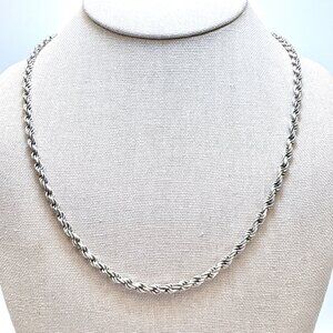 VTG Sterling Silver 925 Rope Chain Necklace Lobster Clasp Size 23" Length